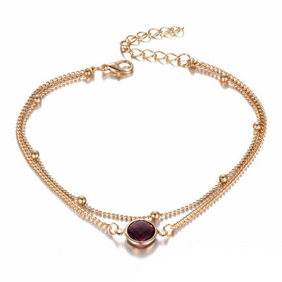 Boemia Straturi duble gleznă Moda Opal Cristal gleznă pentru femei Plaja desculț Brățară glezna pe picior Bijuterii pentru gleznă