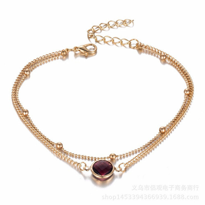 Boemia Straturi duble gleznă Moda Opal Cristal gleznă pentru femei Plaja desculț Brățară glezna pe picior Bijuterii pentru gleznă