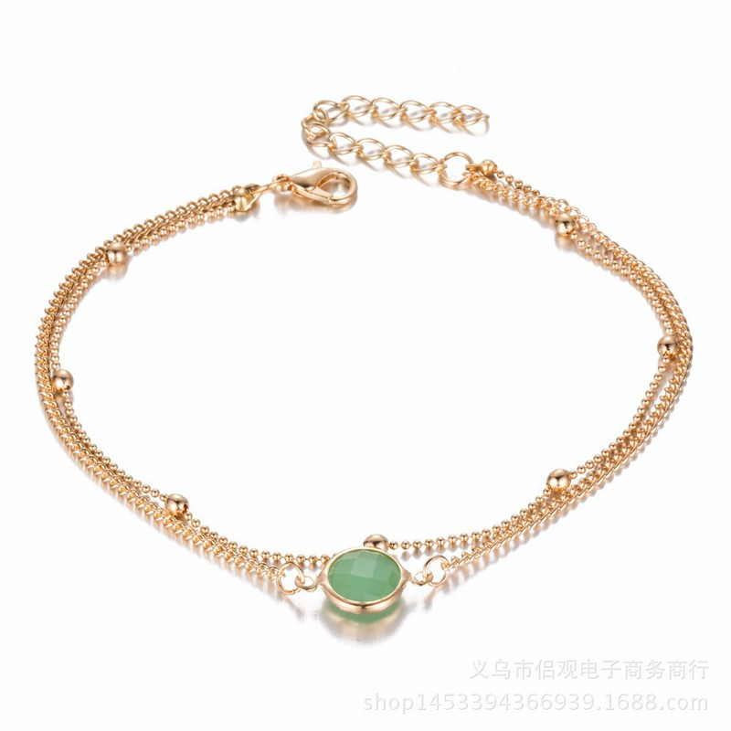 Boemia Straturi duble gleznă Moda Opal Cristal gleznă pentru femei Plaja desculț Brățară glezna pe picior Bijuterii pentru gleznă