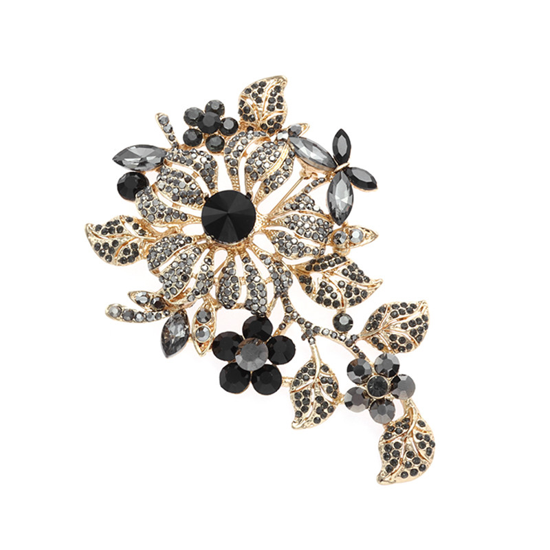 Broșă cu flori de zircon colorată la modă rafinată