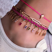 Tocona, piatră de cristal colorată, ciucuri, glezne, brățări pentru femei, mărgele de iluminat, lanț pentru picioare, bijuterii boeme 4 buc/seturi 9067