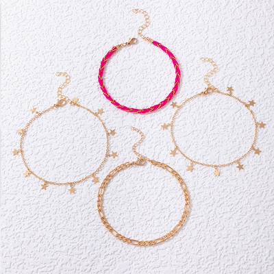 Tocona, piatră de cristal colorată, ciucuri, glezne, brățări pentru femei, mărgele de iluminat, lanț pentru picioare, bijuterii boeme 4 buc/seturi 9067