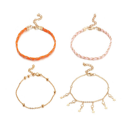 Tocona, piatră de cristal colorată, ciucuri, glezne, brățări pentru femei, mărgele de iluminat, lanț pentru picioare, bijuterii boeme 4 buc/seturi 9067