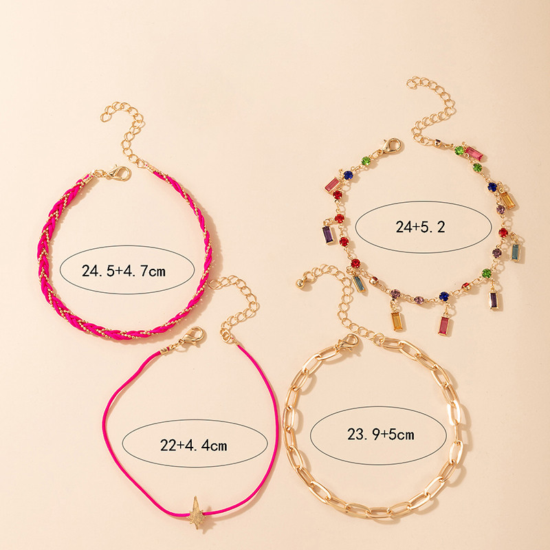 Tocona, piatră de cristal colorată, ciucuri, glezne, brățări pentru femei, mărgele de iluminat, lanț pentru picioare, bijuterii boeme 4 buc/seturi 9067