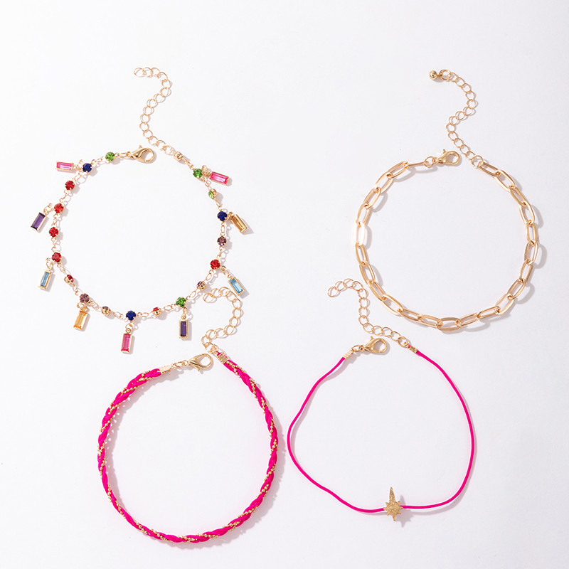 Tocona, piatră de cristal colorată, ciucuri, glezne, brățări pentru femei, mărgele de iluminat, lanț pentru picioare, bijuterii boeme 4 buc/seturi 9067