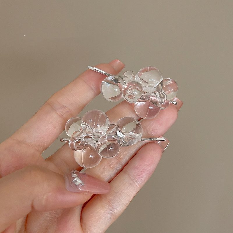 Agrafă de păr ciorchin de struguri din rășină transparentă Fată Simulare simplă de nișă de fructe Agrafe de păr sirenă cu bule Breton Clipă