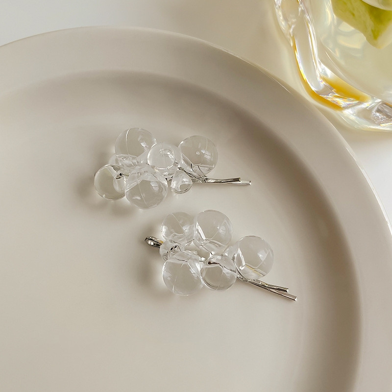 Agrafă de păr ciorchin de struguri din rășină transparentă Fată Simulare simplă de nișă de fructe Agrafe de păr sirenă cu bule Breton Clipă