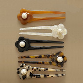 Băț de păr francez retro în formă de U Acetat de perlă de prune Agrafe de păr pentru femei Accesorii de păr Bijuterii de mireasă