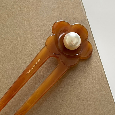 Băț de păr francez retro în formă de U Acetat de perlă de prune Agrafe de păr pentru femei Accesorii de păr Bijuterii de mireasă