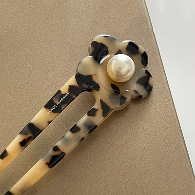 Băț de păr francez retro în formă de U Acetat de perlă de prune Agrafe de păr pentru femei Accesorii de păr Bijuterii de mireasă