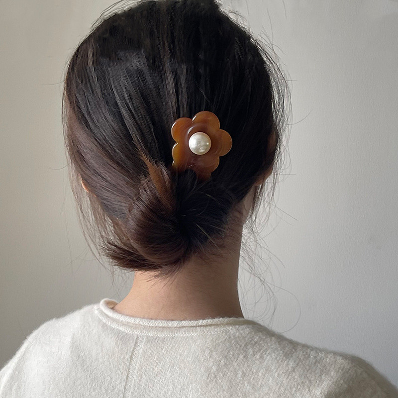 Băț de păr francez retro în formă de U Acetat de perlă de prune Agrafe de păr pentru femei Accesorii de păr Bijuterii de mireasă