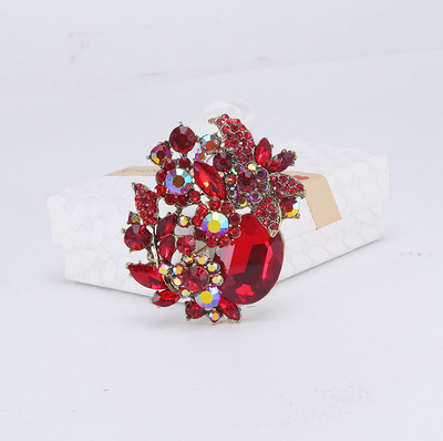 Broșe mari, vintage, de lux, cu flori de cristal, curcubeu, de culoare argintie, broșă din aliaj de plante cu strasuri, ace de petrecere pentru doamnă