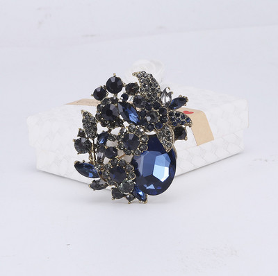 Broșe mari, vintage, de lux, cu flori de cristal, curcubeu, de culoare argintie, broșă din aliaj de plante cu strasuri, ace de petrecere pentru doamnă