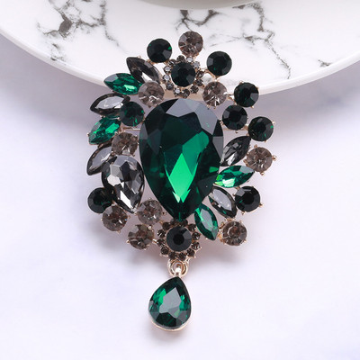 Broșe mari, vintage, de lux, cu flori de cristal, curcubeu, de culoare argintie, broșă din aliaj de plante cu strasuri, ace de petrecere pentru doamnă