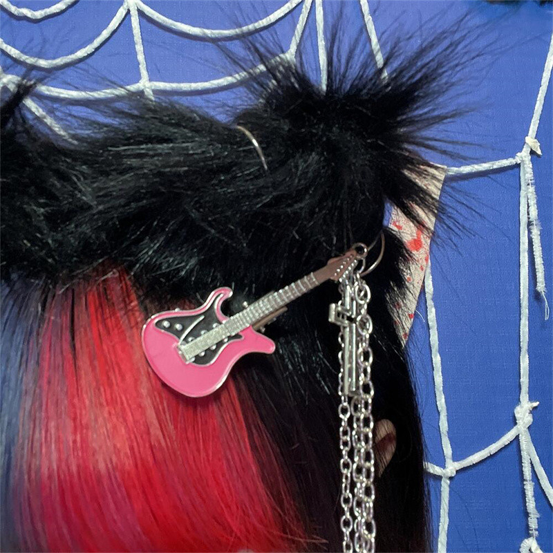 Nová Harajuku roztomilá gitarová kovová sponka do vlasov pre ženy, punková kovová sponka do vlasov s motívom ťažkého priemyslu, sponky do vlasov, dievčenské šperky Y2K