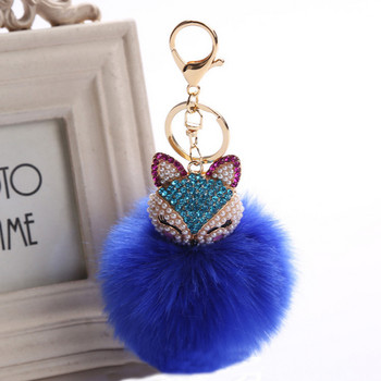 Lovely Crystal Faux Fox Μπρελόκ από γούνα κουνελιού Γυναικεία μπιχλιμπίδια Ανάρτηση σε τσάντες Κρεμαστά μπρελόκ αυτοκινήτου Μπρελόκ Δώρα για παιχνίδια