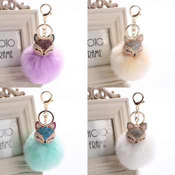 Lovely Crystal Faux Fox Μπρελόκ από γούνα κουνελιού Γυναικεία μπιχλιμπίδια Ανάρτηση σε τσάντες Κρεμαστά μπρελόκ αυτοκινήτου Μπρελόκ Δώρα για παιχνίδια