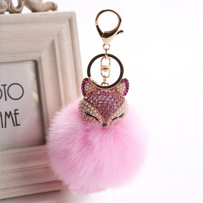 Minunat Crystal Faux Vulpe Iepure Blan Brelocuri Femei Bibeliuri Suspensie Pe Genți Pandantive Breloc Mașină Breloc Jucării Cadouri