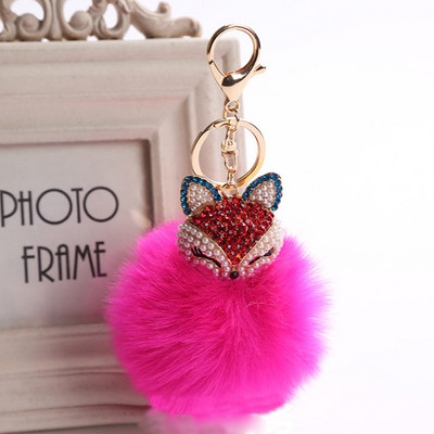 Minunat Crystal Faux Vulpe Iepure Blan Brelocuri Femei Bibeliuri Suspensie Pe Genți Pandantive Breloc Mașină Breloc Jucării Cadouri