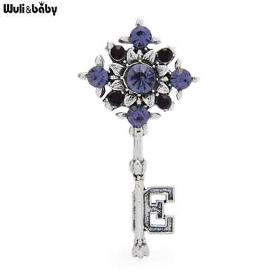 Wuli&baby Ace pentru broșă cheie palatului vintage, 2 culori, bijuterii de modă gotică, cadou, cheie cu geometrie, bijuterii de designer