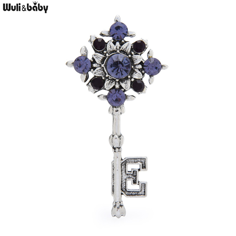 Wuli&baby Ace pentru broșă cheie palatului vintage, 2 culori, bijuterii de modă gotică, cadou, cheie cu geometrie, bijuterii de designer