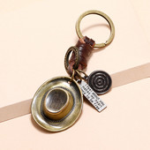 Pălărie de cowboy din aliaj de bronz vintage Breloc mașină stil punk bărbați femei genți breloc pandantiv breloc șapcă accesorii bijuterii de modă