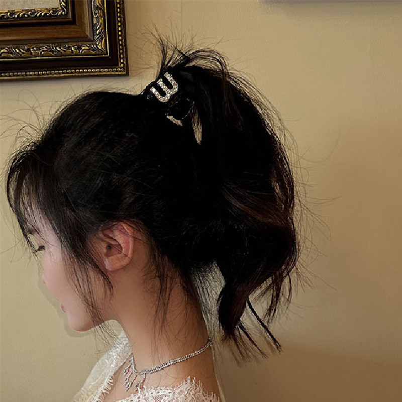 Agrafă pentru coadă de cal pentru fete, 2022, clemă de păr din acrilic, de înaltă calitate, cu strass, litera M, accesorii de păr pentru femei