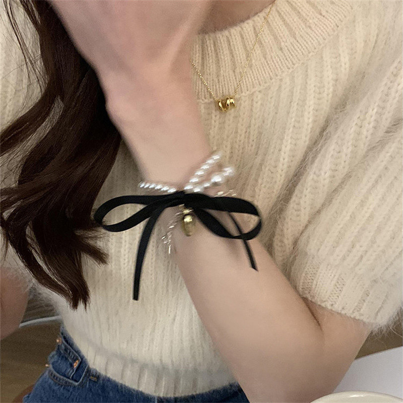 Vintage Pearl Bowknot Metal Inimă Păr Frânghie Femei Elastic Păr Benzi Suporturi pentru coadă de cal Cauciuc Fată Păr Accesorii Brățară de perle