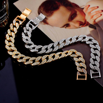 Hip Hop Iced Out Cuban Link Chain Гривна за глезена за жени Злато, сребро Цвят на глезените с кристали Бижута Плаж Верига за боси крака