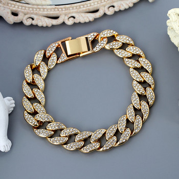 Hip Hop Iced Out Cuban Link Chain Гривна за глезена за жени Злато, сребро Цвят на глезените с кристали Бижута Плаж Верига за боси крака