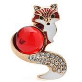 Wuli&baby Broșe noi de vulpe din rășină pentru femei, email în 4 culori, petrecere cu animale minunate, broșă casual, cadouri