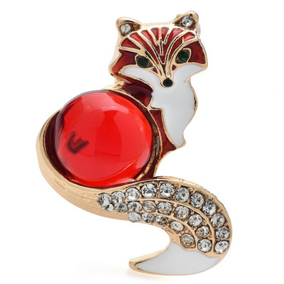 Wuli&baby Broșe noi de vulpe din rășină pentru femei, email în 4 culori, petrecere cu animale minunate, broșă casual, cadouri