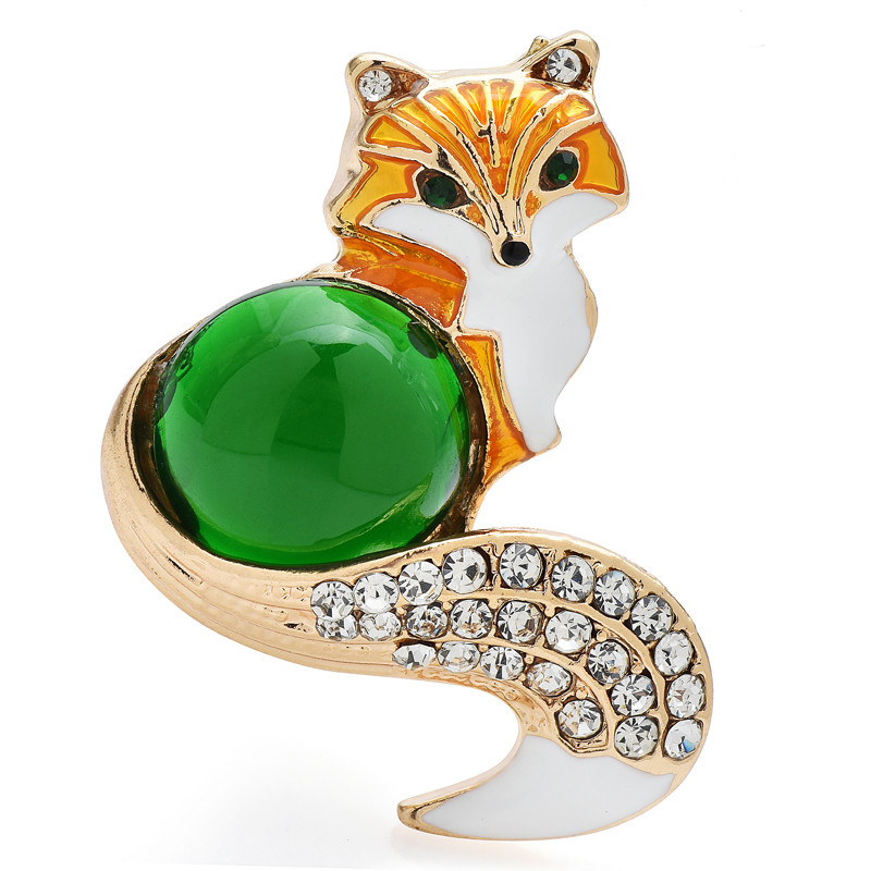 Wuli&baby Broșe noi de vulpe din rășină pentru femei, email în 4 culori, petrecere cu animale minunate, broșă casual, cadouri