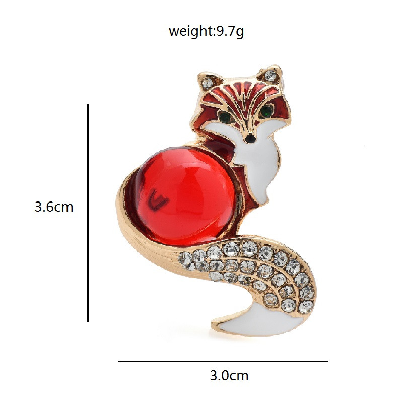 Wuli&baby Broșe noi de vulpe din rășină pentru femei, email în 4 culori, petrecere cu animale minunate, broșă casual, cadouri