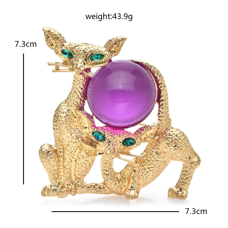 Wuli&baby Broșe noi pentru pisici din rășină pentru femei, minge de joacă în 2 culori, pisici, animale de companie, broșă de petrecere cauzală, cadouri