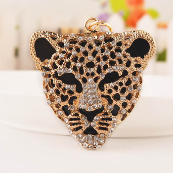 Χαριτωμένο Leopard Head Rhinestone Μπρελόκ Γούρι Κρεμαστό πορτοφόλι Τσάντα Δαχτυλίδι μπρελόκ Αλυσίδα μπρελόκ Δώρο για γυναίκες Μπρελόκ AZL677