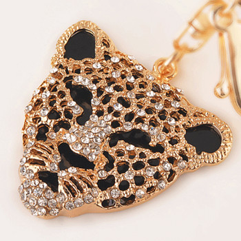 Χαριτωμένο Leopard Head Rhinestone Μπρελόκ Γούρι Κρεμαστό πορτοφόλι Τσάντα Δαχτυλίδι μπρελόκ Αλυσίδα μπρελόκ Δώρο για γυναίκες Μπρελόκ AZL677