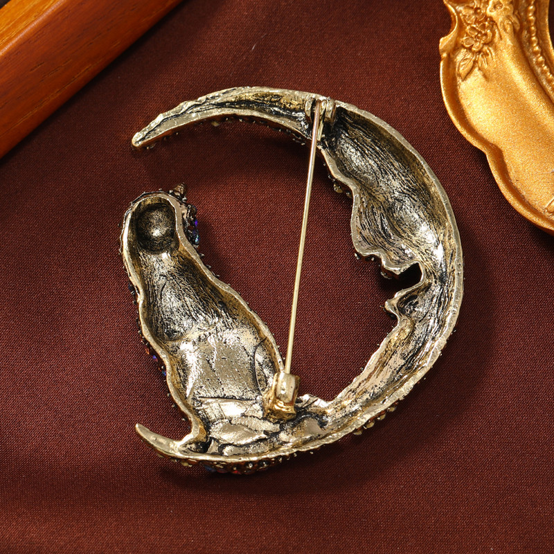 Muylinda Big Cat Broșă Bijuterii Luna și Pisici Banchet haine Ace Accesorii Strasuri Ace și Broșe Cadou