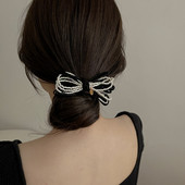 2022 de vară fete retro catifea perle bowknot cleme de păr barete temperament accesorii de păr pentru femei ac de păr