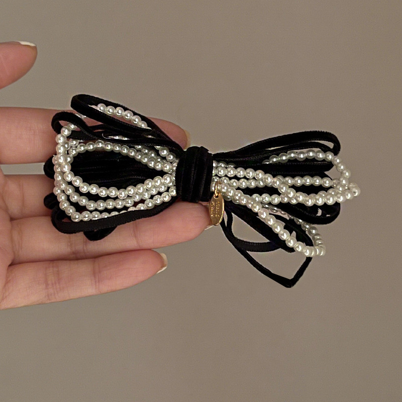 2022 de vară fete retro catifea perle bowknot cleme de păr barete temperament accesorii de păr pentru femei ac de păr