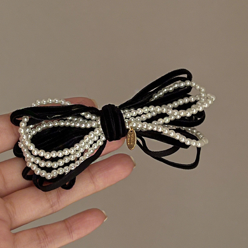 2022 de vară fete retro catifea perle bowknot cleme de păr barete temperament accesorii de păr pentru femei ac de păr