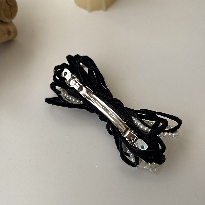 2022 de vară fete retro catifea perle bowknot cleme de păr barete temperament accesorii de păr pentru femei ac de păr