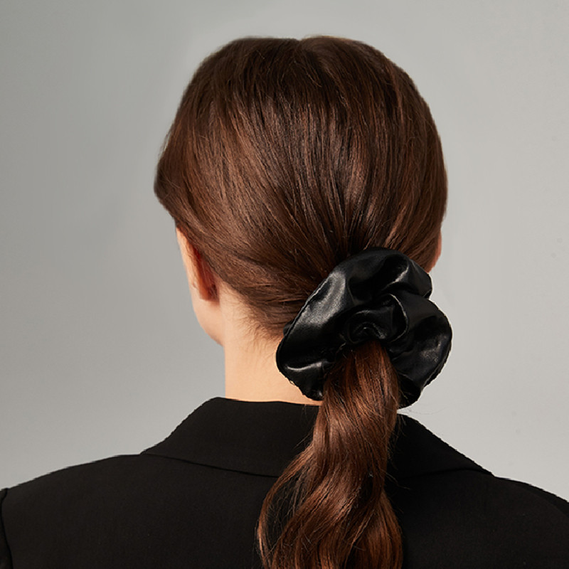 Scrunchies din piele PU de modă Bandă de cauciuc pentru păr solid pentru femei, fete, benzi elastice pentru păr, suport pentru coadă de cal, accesorii de păr la modă