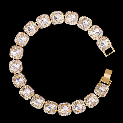 13mm Bling Iced Out Big Square Crystal Bratara de gleznă pentru femei plajă desculț, lanț de tenis de lux, bijuterii hip hop pentru picioare