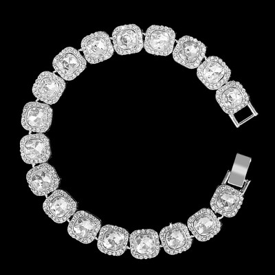 13mm Bling Iced Out Big Square Crystal Bratara de gleznă pentru femei plajă desculț, lanț de tenis de lux, bijuterii hip hop pentru picioare