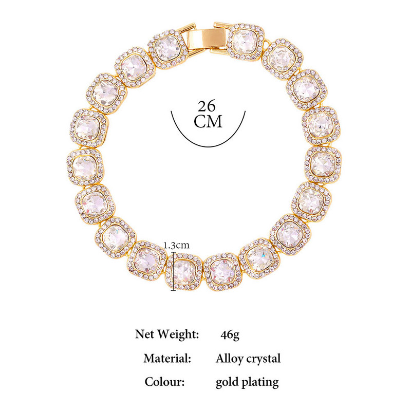 13mm Bling Iced Out Big Square Crystal Bratara de gleznă pentru femei plajă desculț, lanț de tenis de lux, bijuterii hip hop pentru picioare