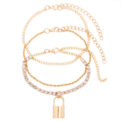 3 buc/set gleznă de culoare auriu argintiu Harta lumii pentru femei gleznă boemă cu mai multe straturi pe picior, bijuterii de plajă, accesorii pentru picioare