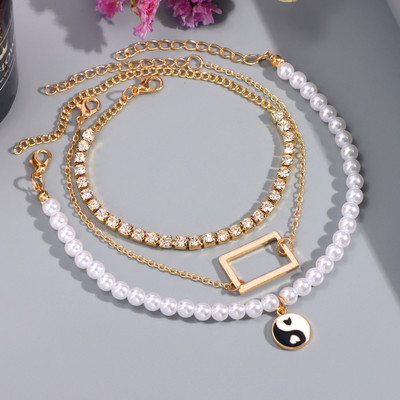 3 buc/set gleznă de culoare auriu argintiu Harta lumii pentru femei gleznă boemă cu mai multe straturi pe picior, bijuterii de plajă, accesorii pentru picioare