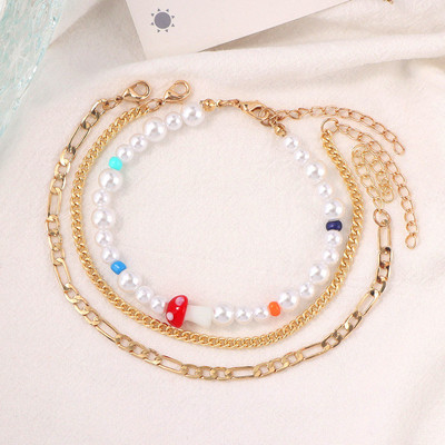 3 buc/set gleznă de culoare auriu argintiu Harta lumii pentru femei gleznă boemă cu mai multe straturi pe picior, bijuterii de plajă, accesorii pentru picioare