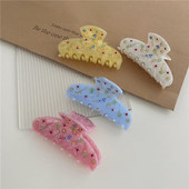 Acetat De Zircon De Lux De Epocă Gheară De Păr Fată Dulce Crab Agrafă De Păr Strasuri Floare Coprica Accesorii De Păr Pentru Femei